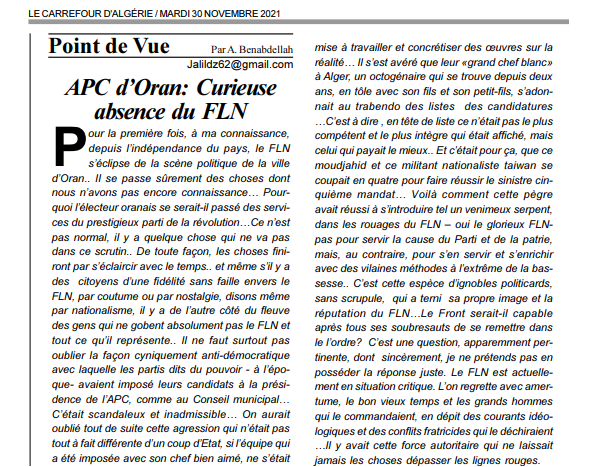 Algérie. Elections APC – APW. Vers une nouvelle gouvernance